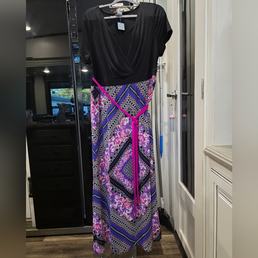 Catherines Black And Multi-Colored Patterned Maxi… - image 2